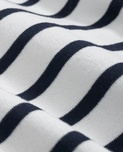Pima Cotton Johnny Collar Mariner Stripe Sweater, image 3