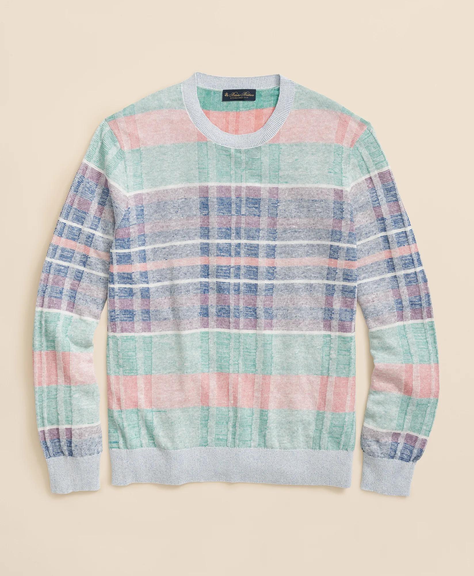 Madras Pattern Sweater in Linen, image 1
