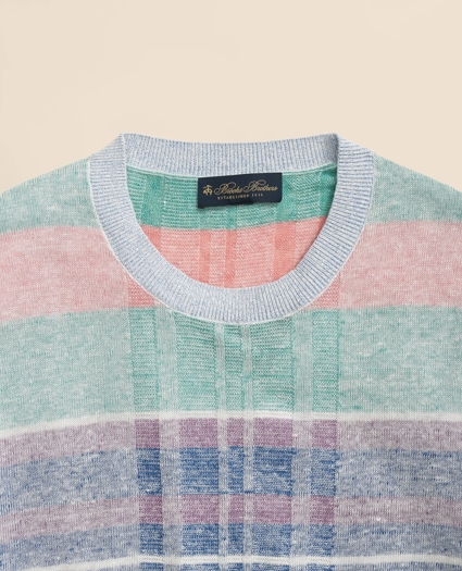 Madras Pattern Sweater in Linen, image 2