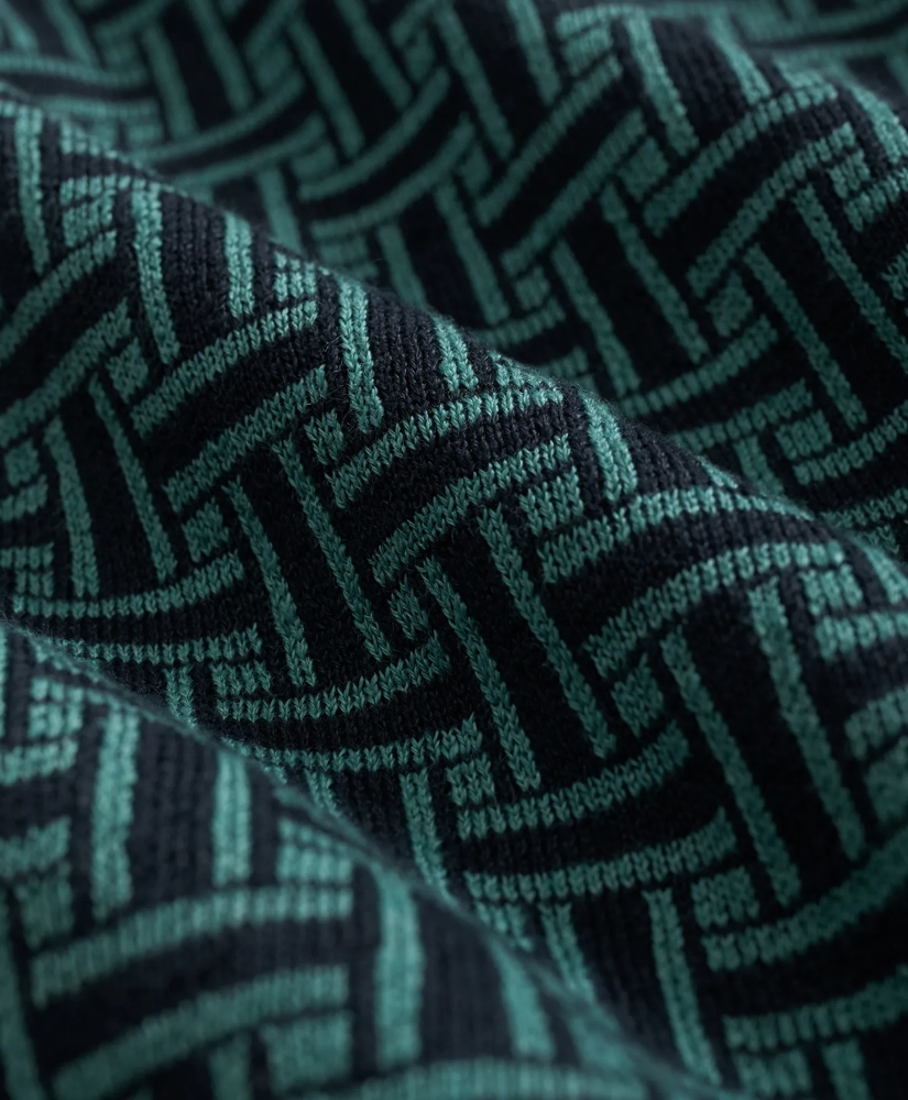 Polo Cardigan in Linen-Blend Tropical Basket Pattern, image 3