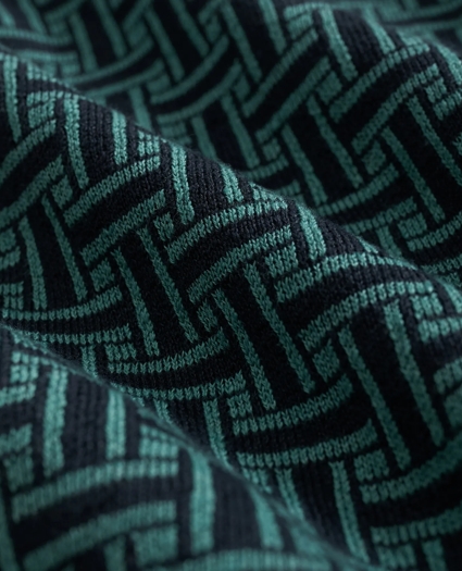 Polo Cardigan in Linen-Blend Tropical Basket Pattern, image 3