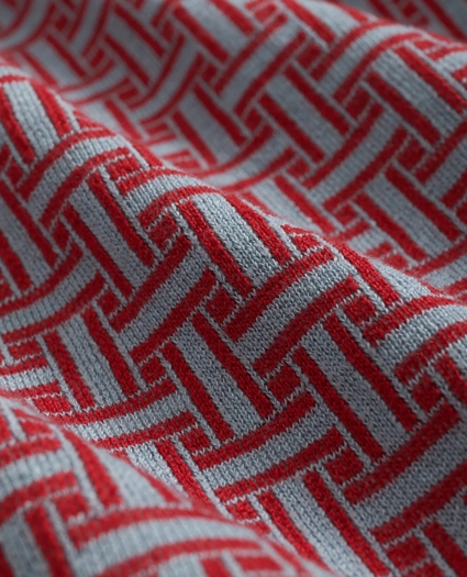 Polo Cardigan in Linen-Blend Tropical Basket Pattern, image 3