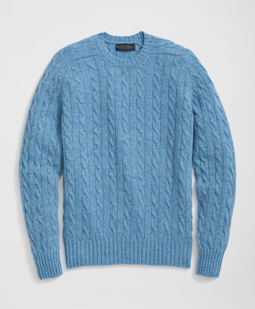 Cable Crewneck Sweater Shetland Wool