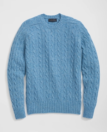 Cable Crewneck Sweater in Shetland Wool, image 1