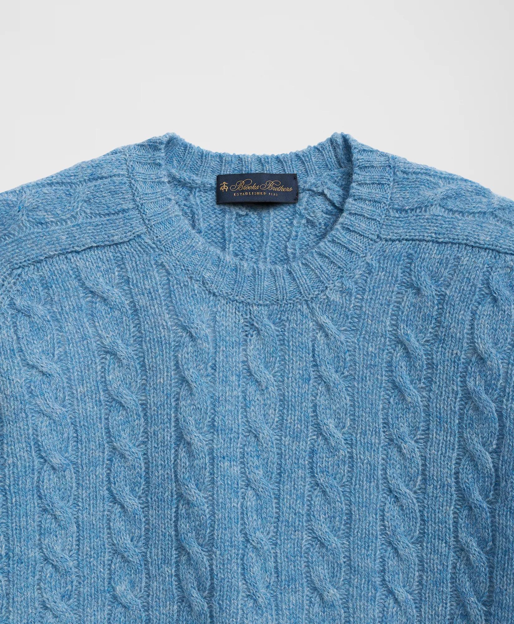 Cable Crewneck Sweater in Shetland Wool, image 2