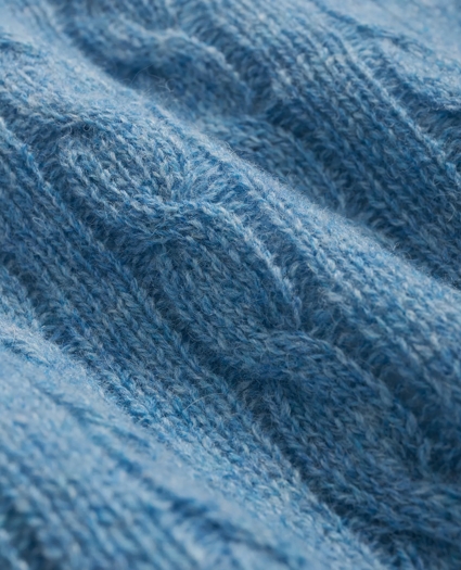 Cable Crewneck Sweater in Shetland Wool, image 3
