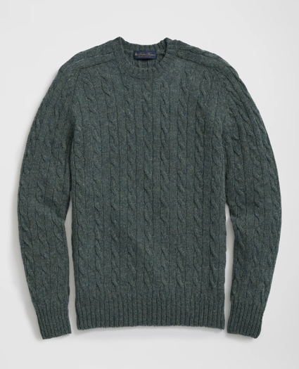 Cable Crewneck Sweater in Shetland Wool, image 1