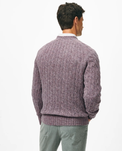 Cable Crewneck Sweater in Shetland Wool, image 3