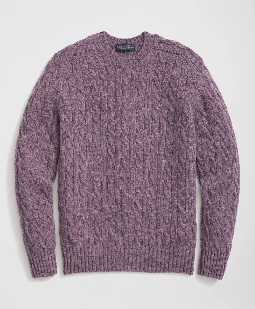 Cable Crewneck Sweater in Shetland Wool, image 4