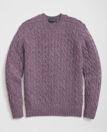 Cable Crewneck Sweater in Shetland Wool, image 4