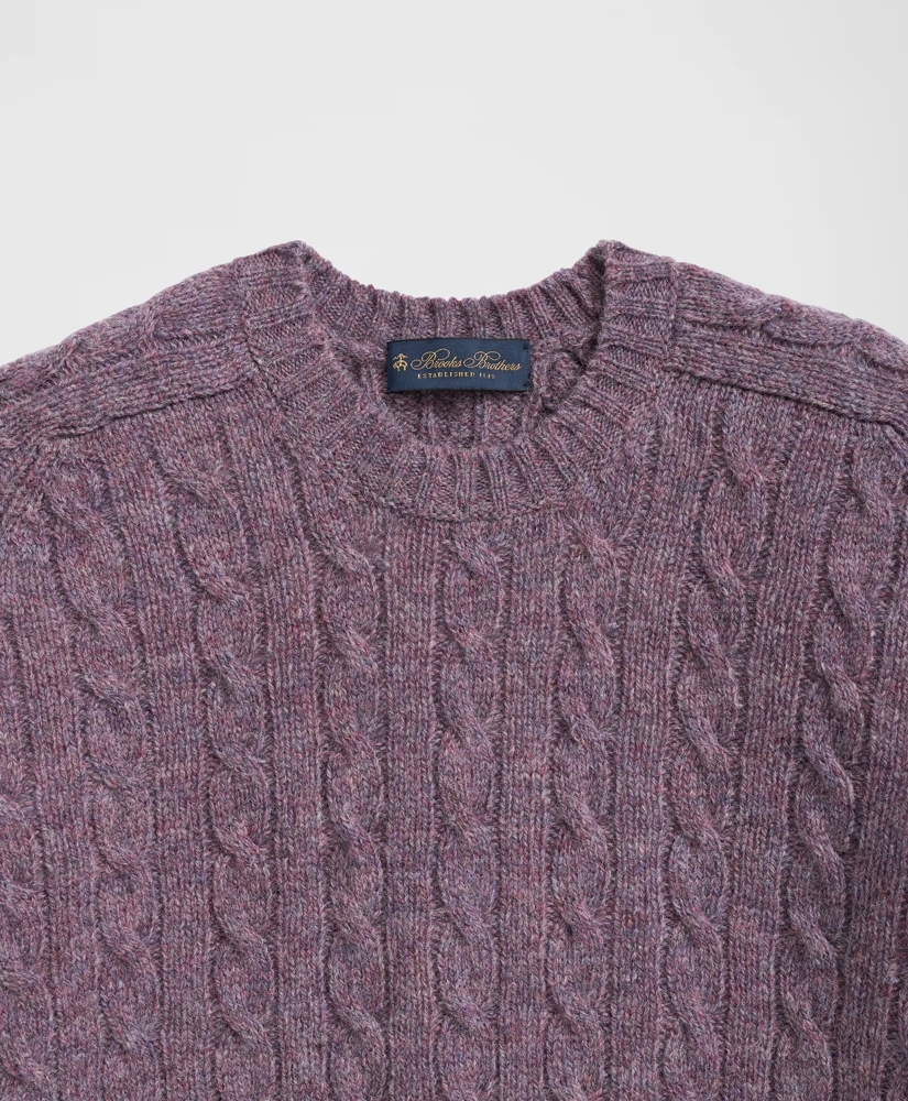 Cable Crewneck Sweater in Shetland Wool, image 5