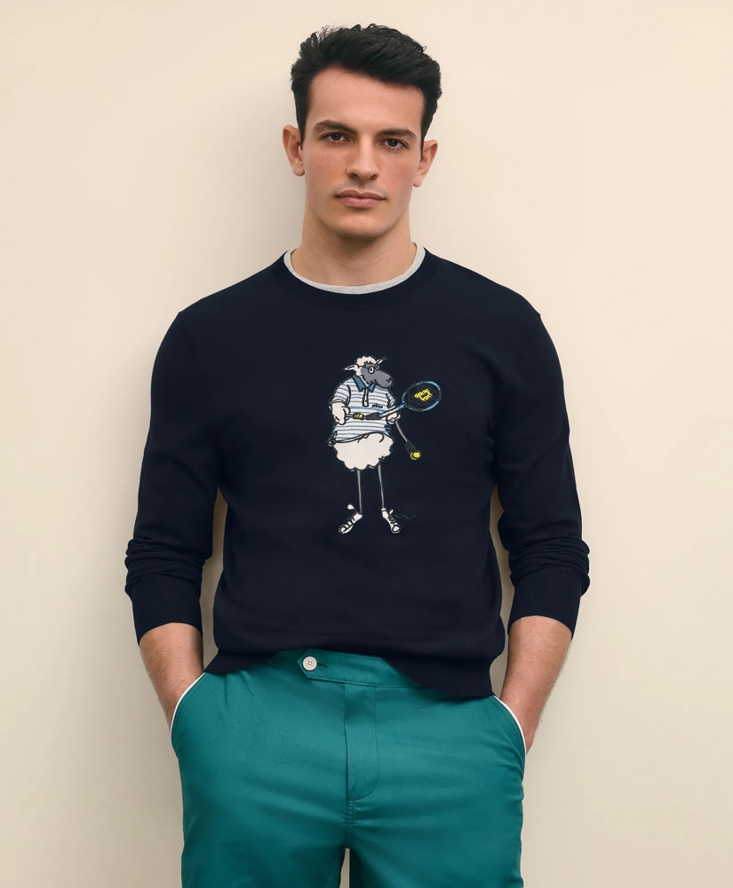Brooks Brothers X Prince Cotton Blend Embroidered Henry Sweater, image 2