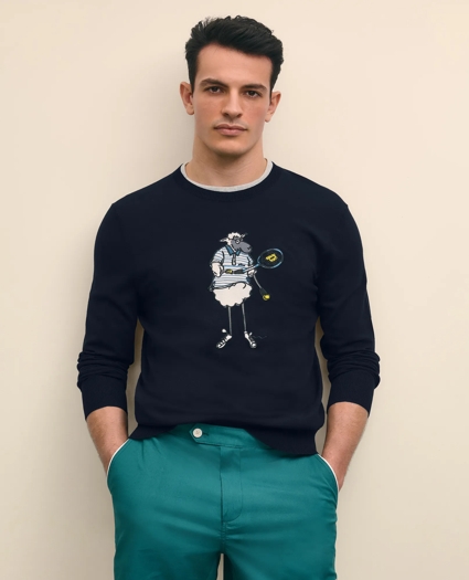 Brooks Brothers X Prince Cotton Blend Embroidered Henry Sweater, image 2