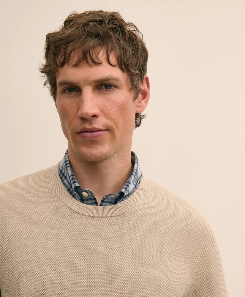 Supima&reg; Cotton Pique Crewneck Sweater, image 2