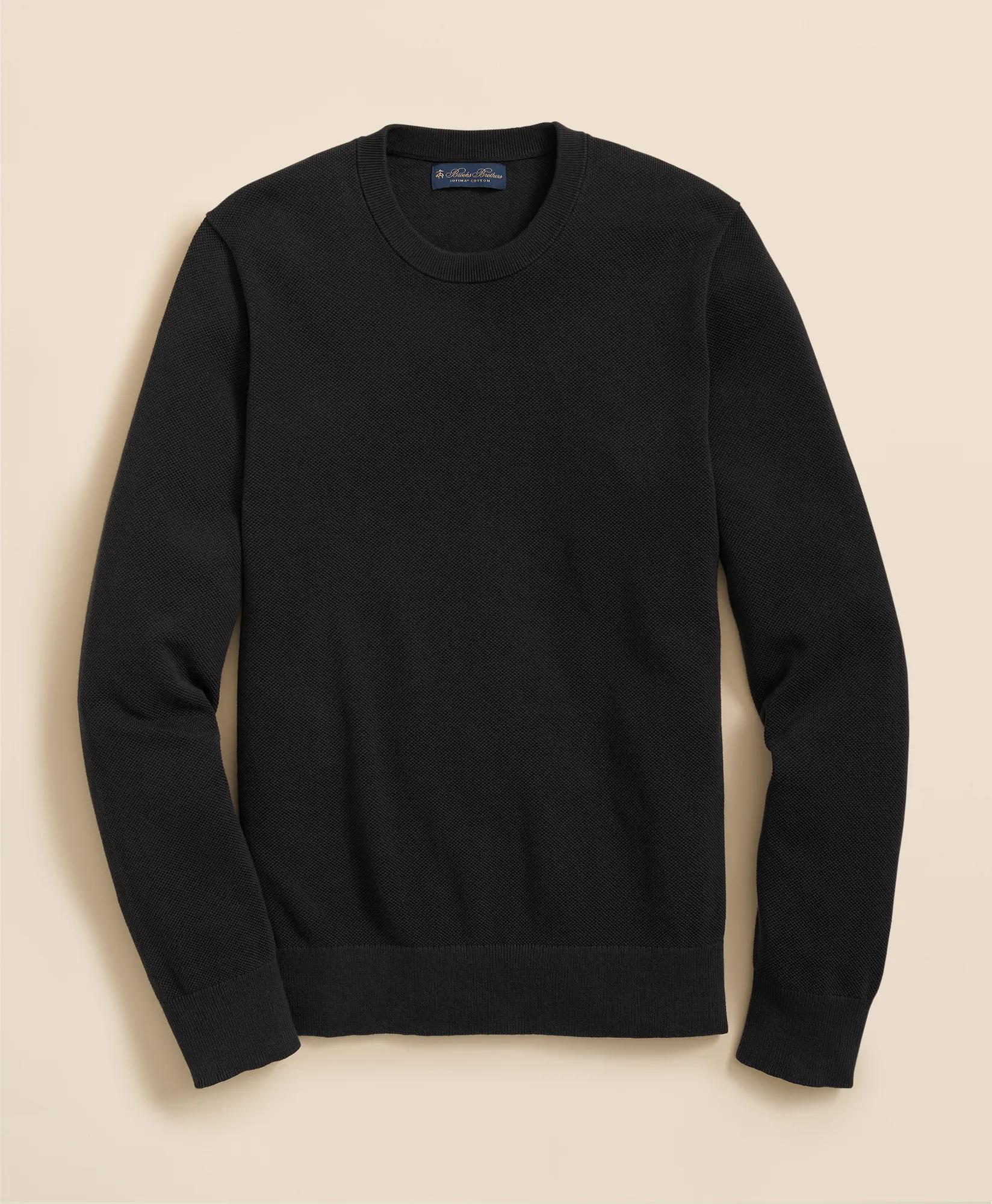 Supima® Cotton Pique Crewneck Sweater, image 1