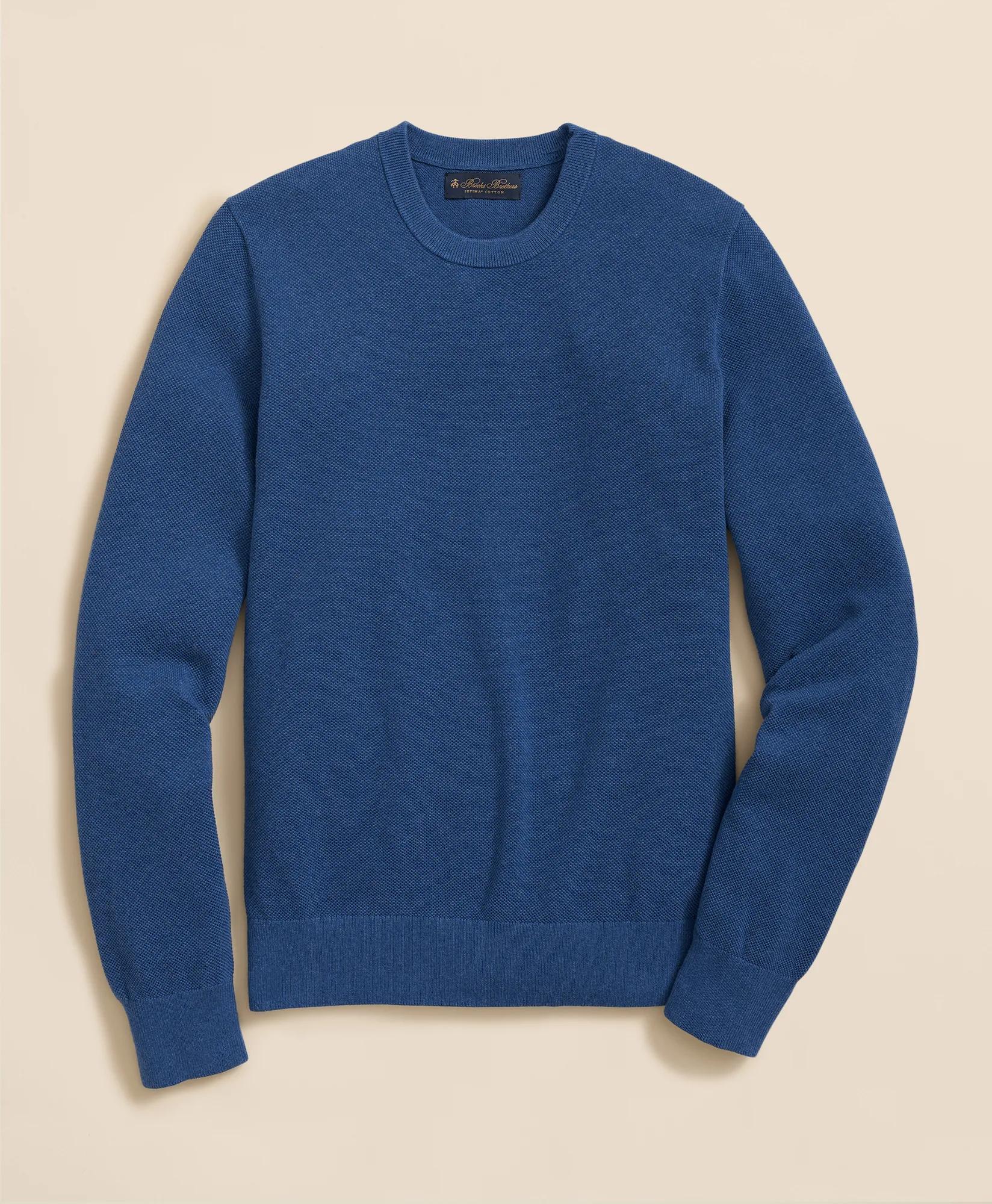 Supima® Cotton Pique Crewneck Sweater, image 1