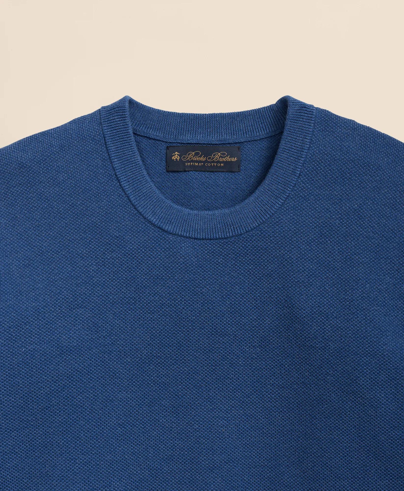 Supima® Cotton Pique Crewneck Sweater, image 2