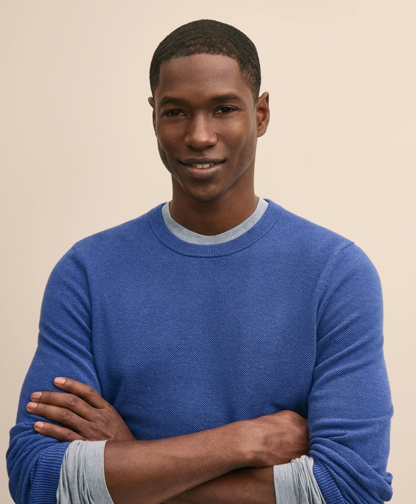 Supima&reg; Cotton Pique Crewneck Sweater, image 2