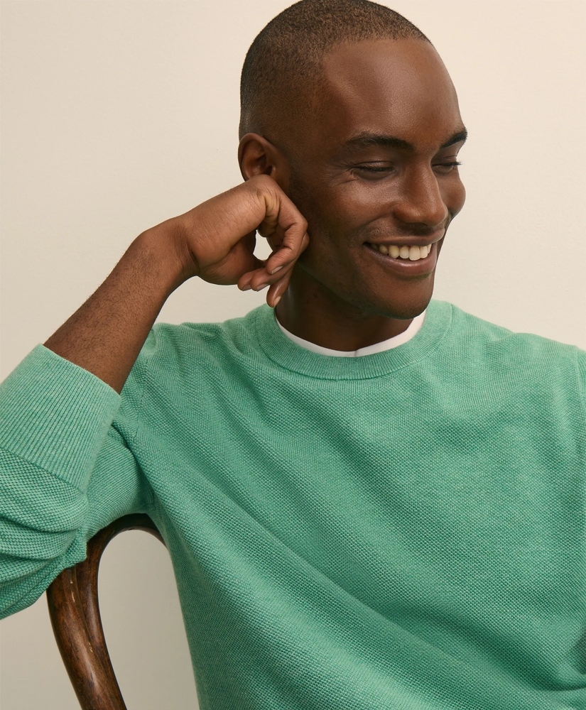 Supima&reg; Cotton Pique Crewneck Sweater, image 2