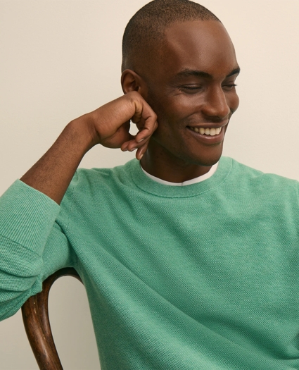 Supima&reg; Cotton Pique Crewneck Sweater, image 2