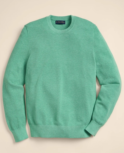 Supima&reg; Cotton Pique Crewneck Sweater, image 4
