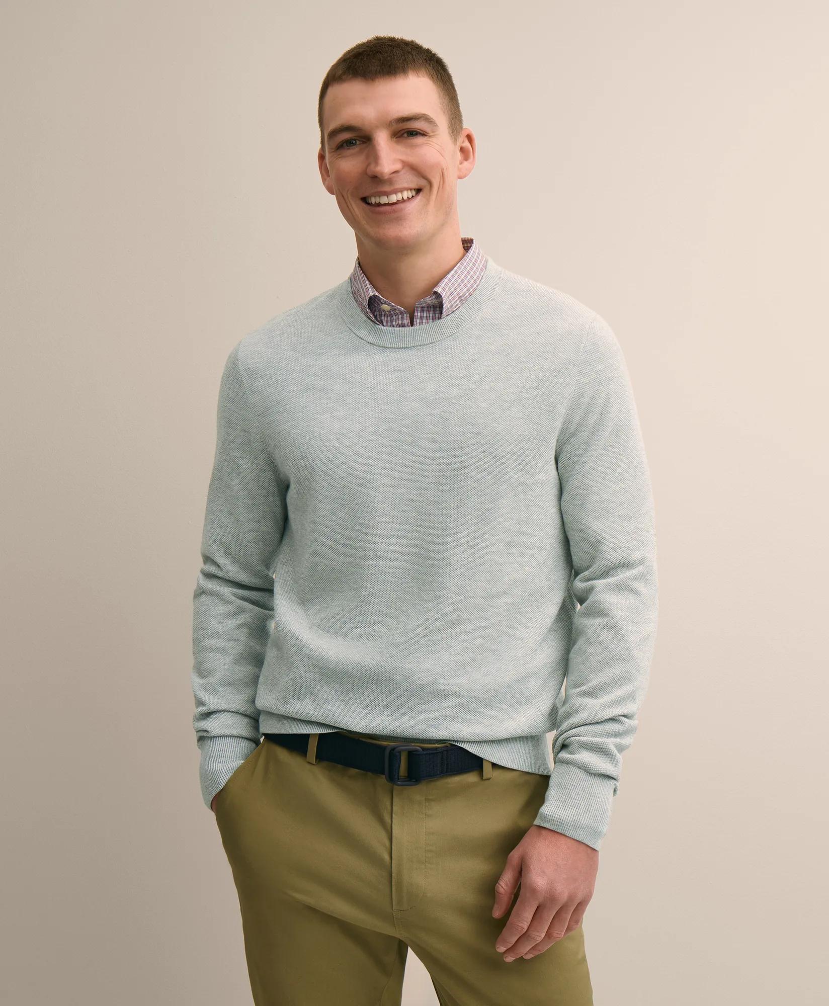 Supima Cotton Pique Crewneck Sweater primary