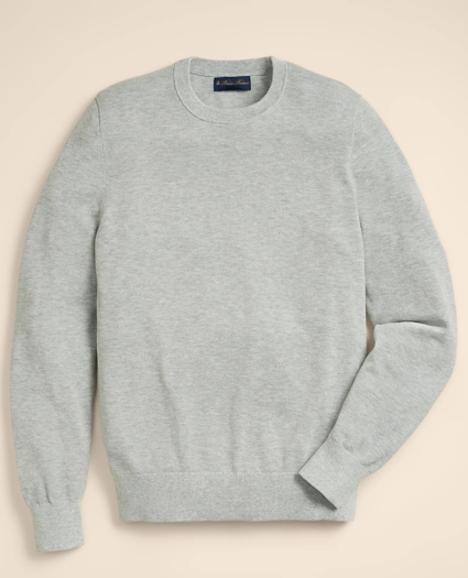 Supima&reg; Cotton Pique Crewneck Sweater, image 3