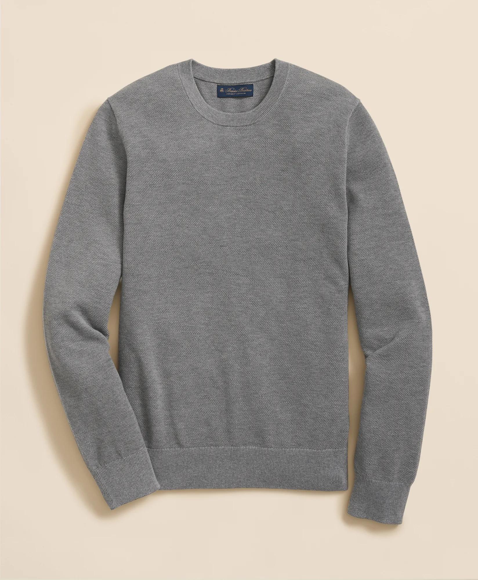 Supima® Cotton Pique Crewneck Sweater, image 1