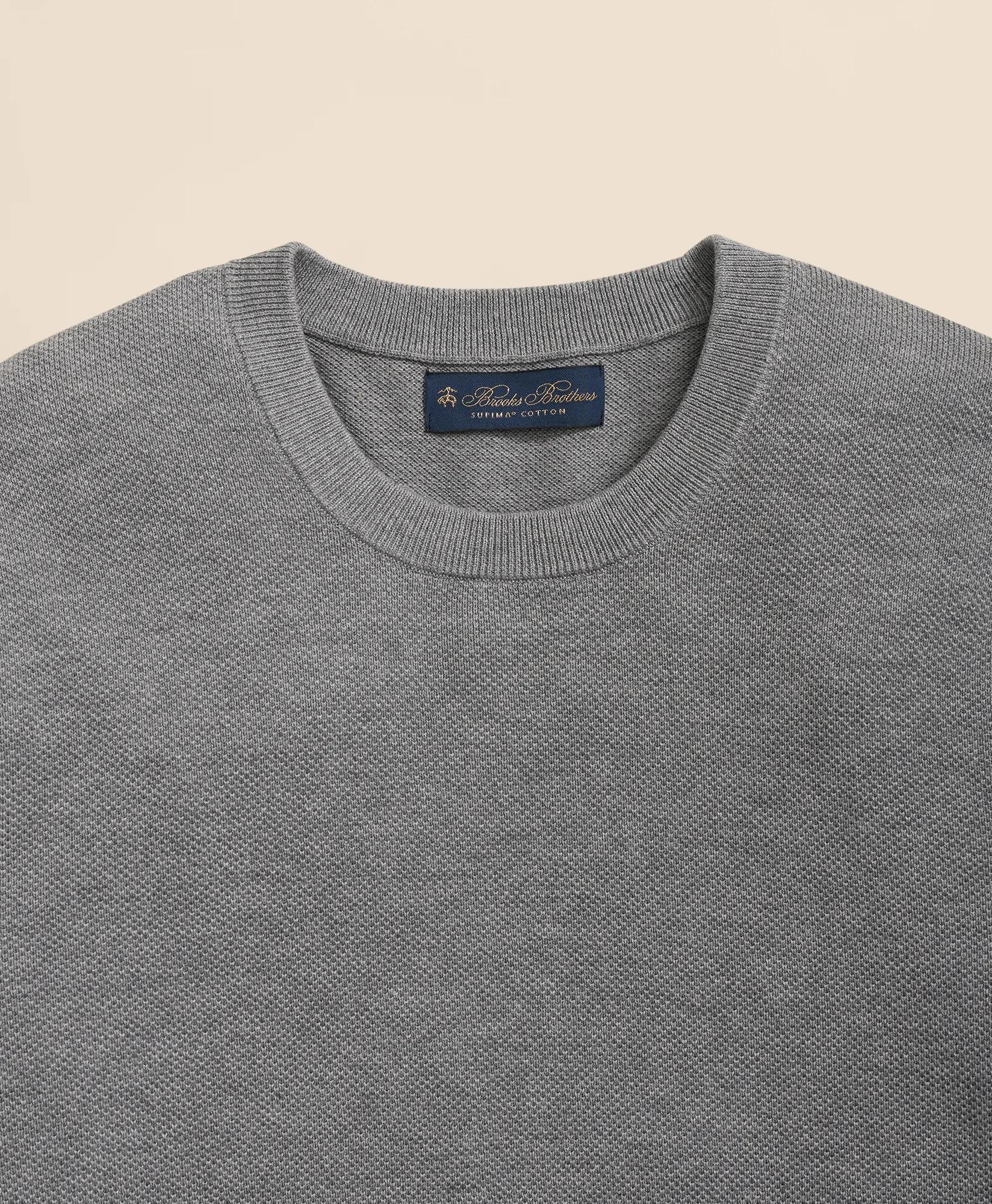 Supima® Cotton Pique Crewneck Sweater, image 2