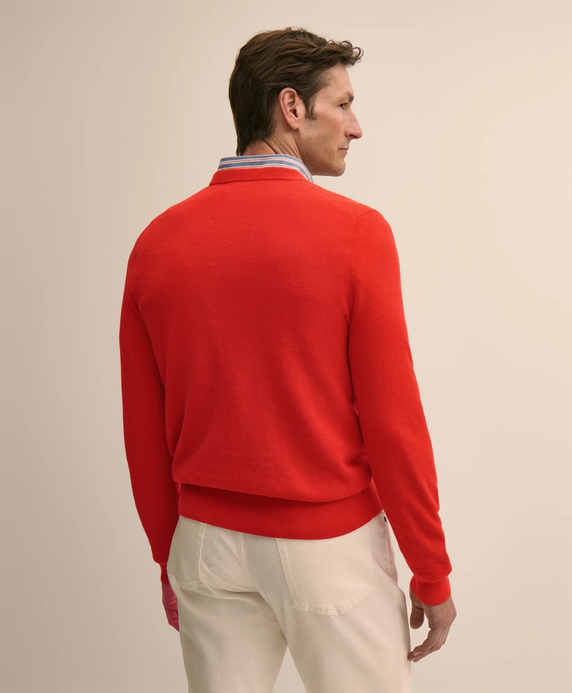 Supima&reg; Cotton Pique Crewneck Sweater, image 3