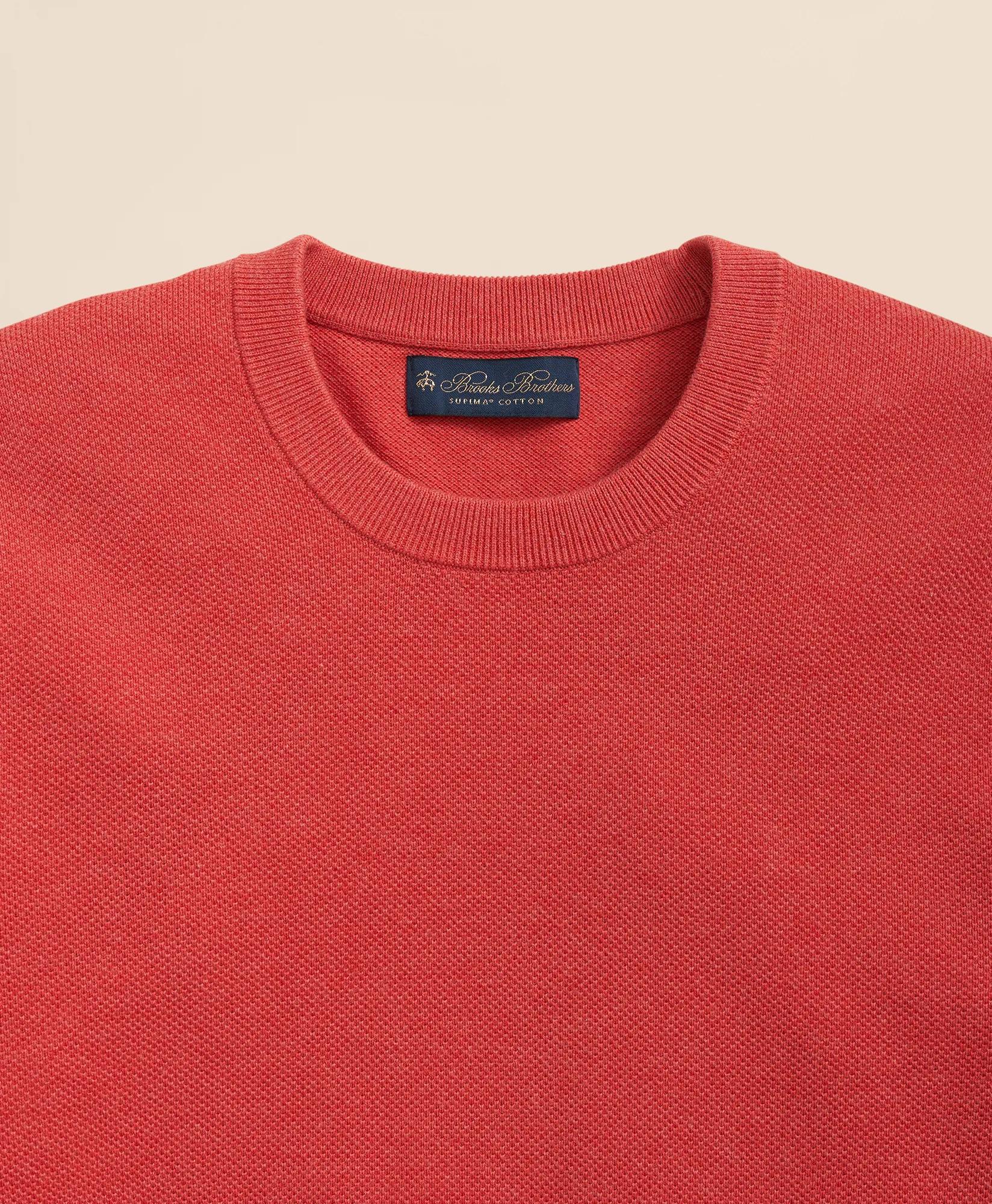 Supima® Cotton Pique Crewneck Sweater, image 2