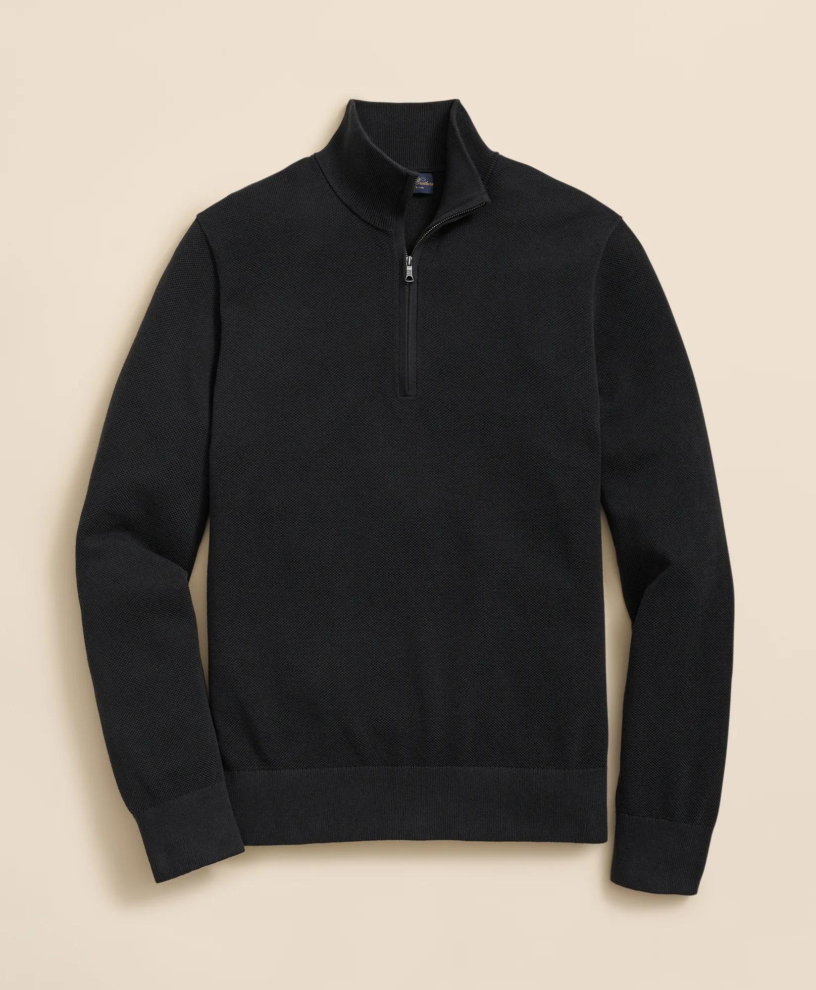 Supima&reg; Cotton Pique Quarter-Zip Sweater, image 1