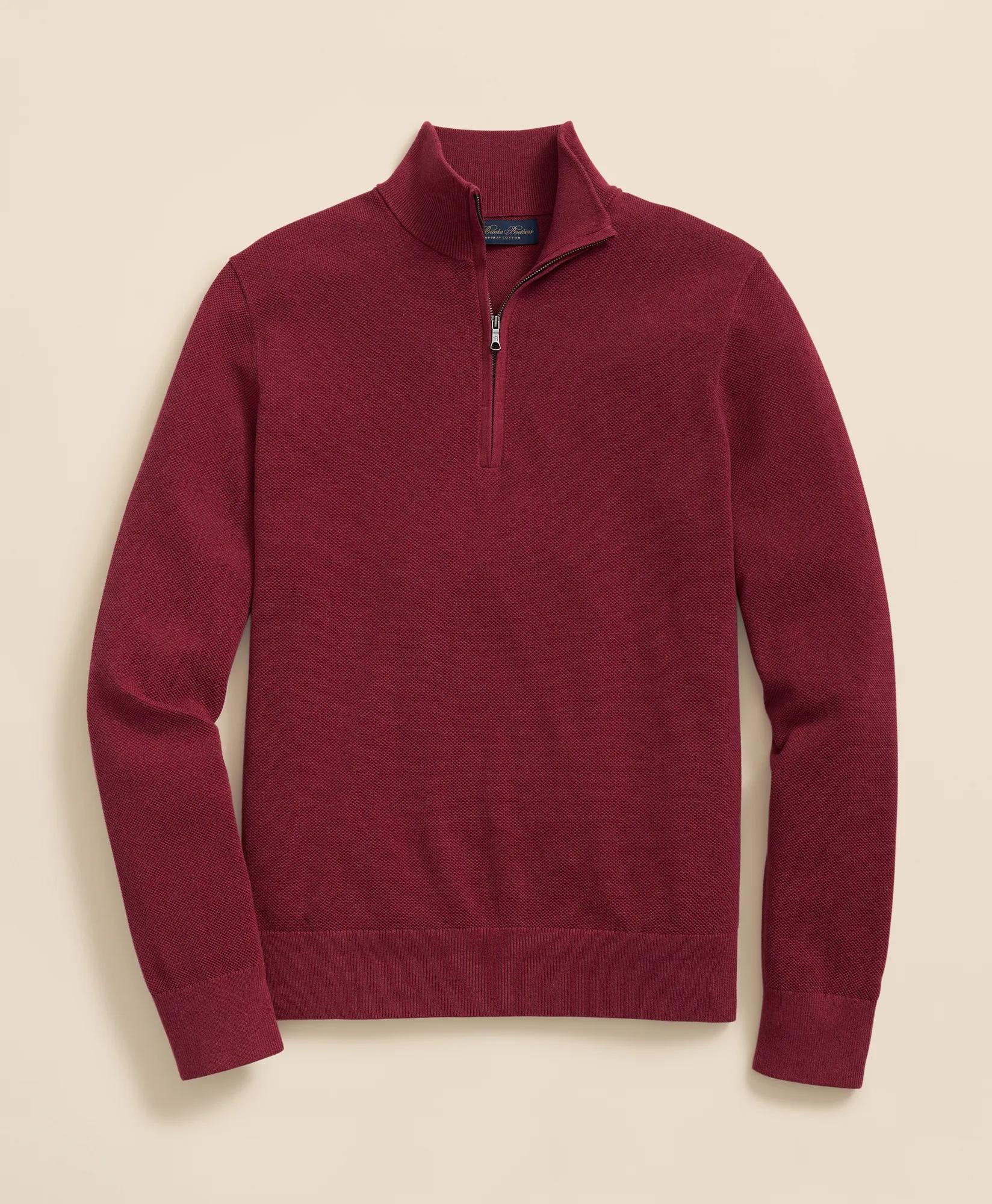 Supima&reg; Cotton Pique Quarter-Zip Sweater, image 1