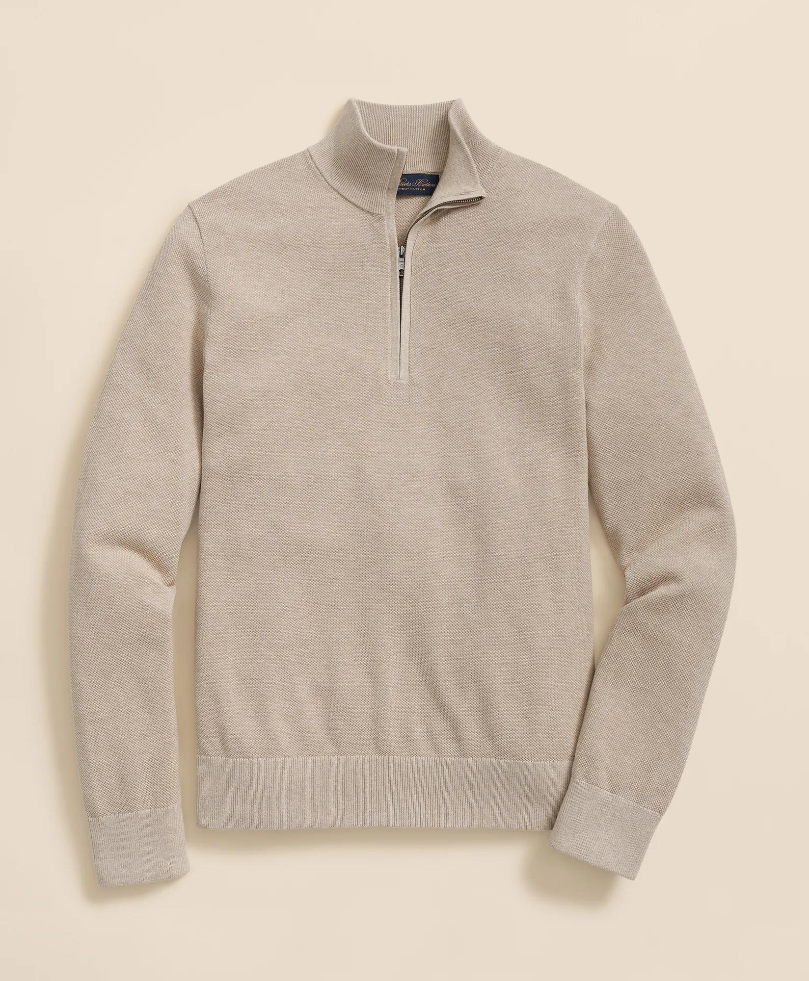 Supima® Cotton Pique Half-Zip Sweater, image 1