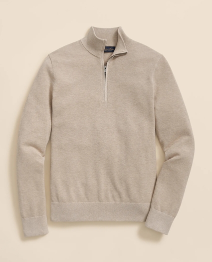 Supima® Cotton Pique Half-Zip Sweater, image 1