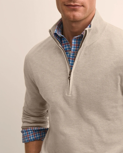 Supima&reg; Cotton Pique Quarter-Zip Sweater, image 3