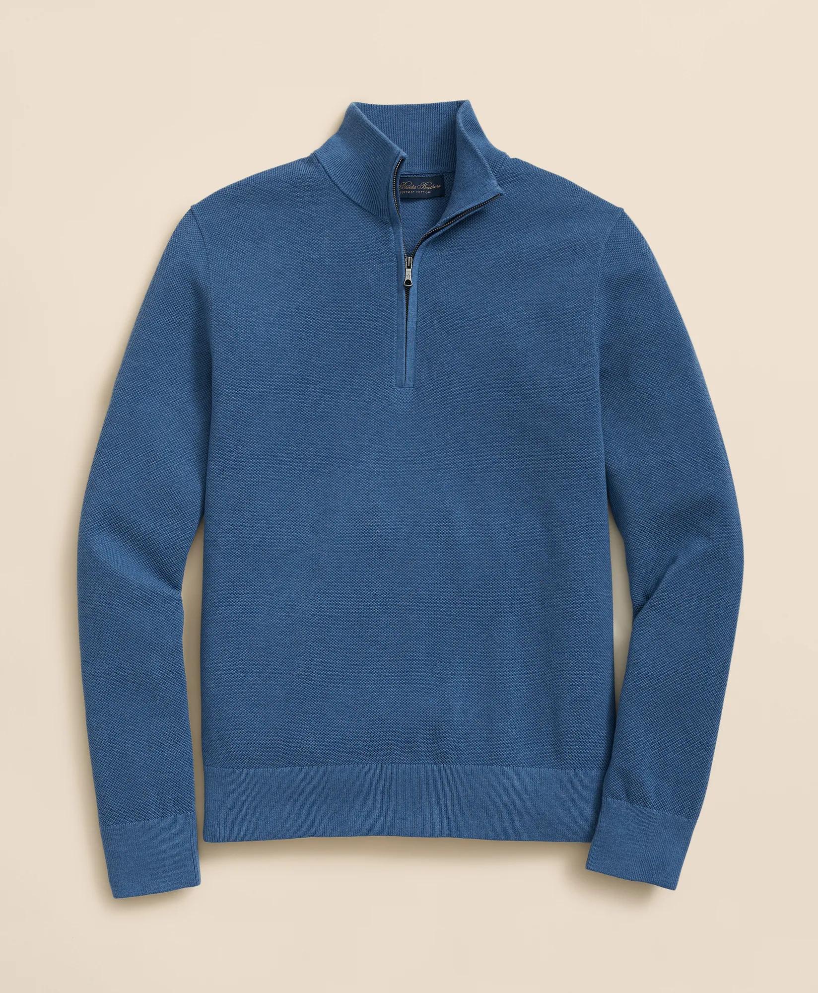 Supima&reg; Cotton Pique Quarter-Zip Sweater, image 1