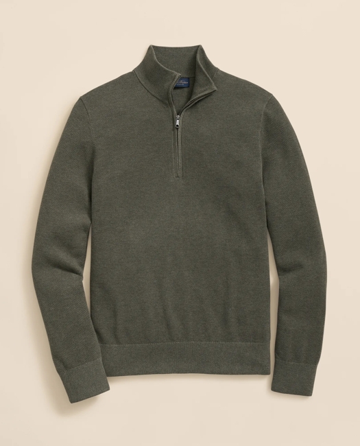 Brooks Brothers Ultimate Merino Wool Half-zip Sweater In Green