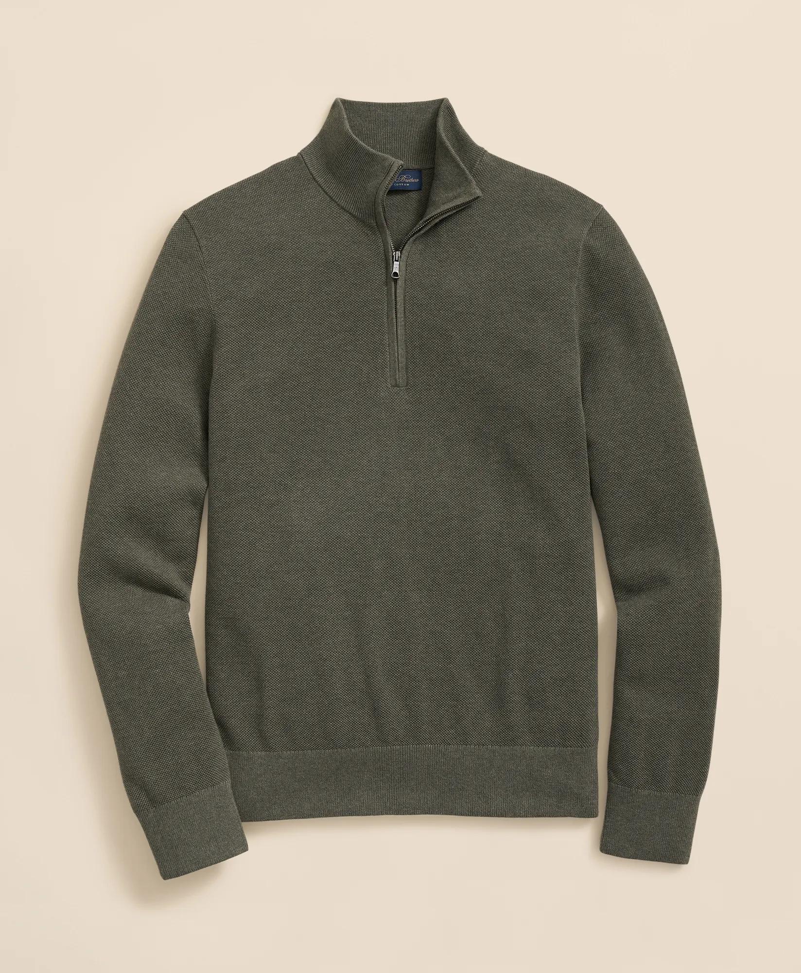 Supima&reg; Cotton Pique Quarter-Zip Sweater, image 1