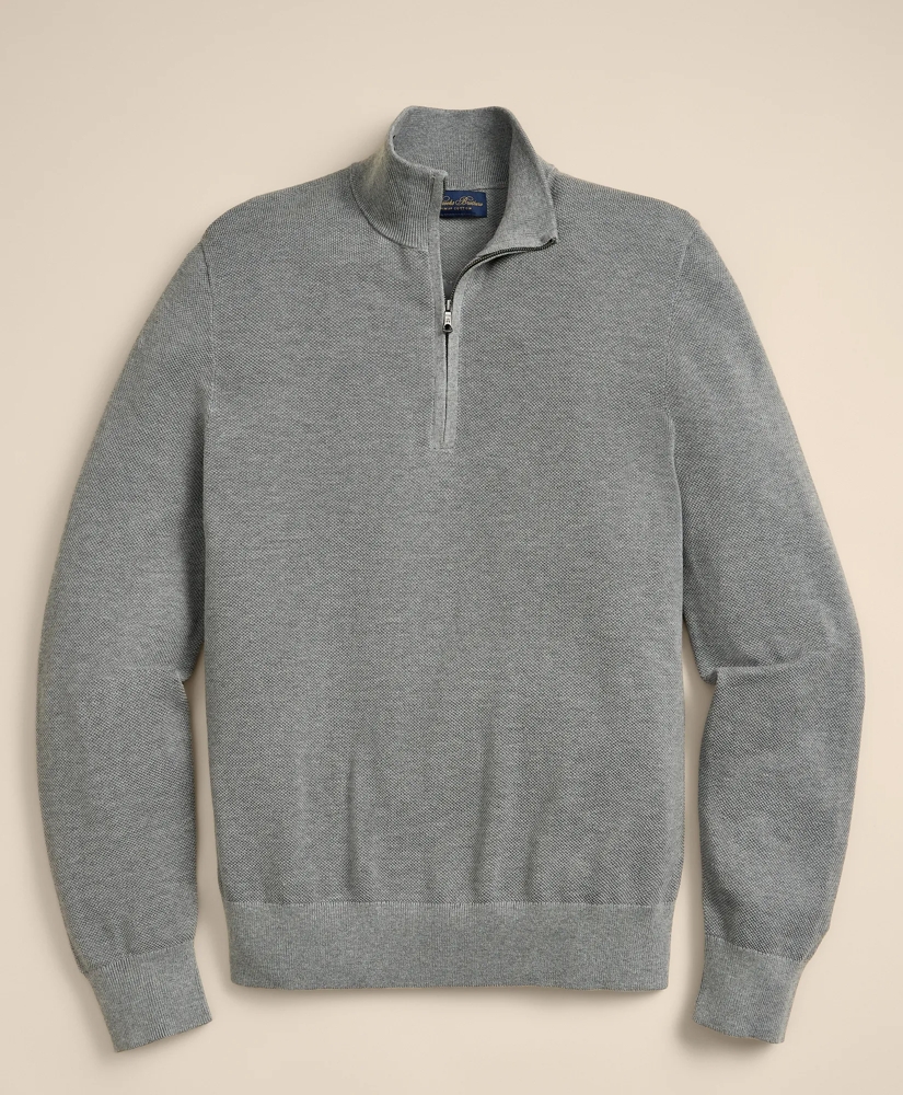 Supima&reg; Cotton Pique Quarter-Zip Sweater, image 3