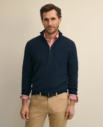 Supima&reg; Cotton Pique Quarter-Zip Sweater, image 1