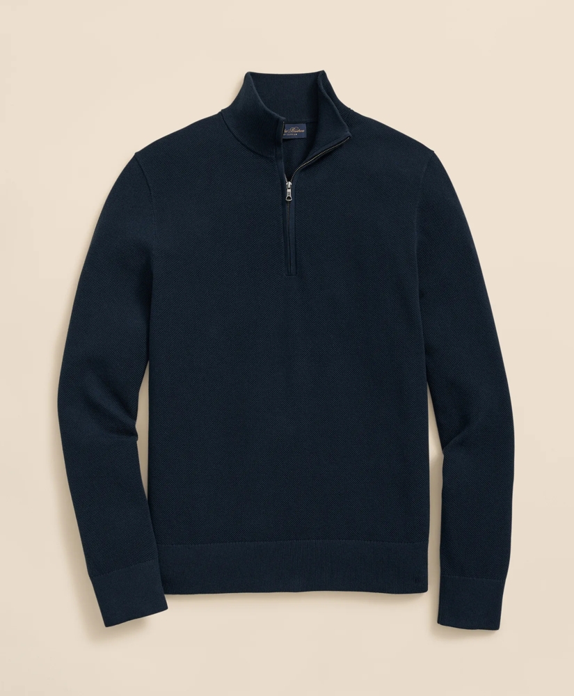 Supima&reg; Cotton Pique Quarter-Zip Sweater, image 2