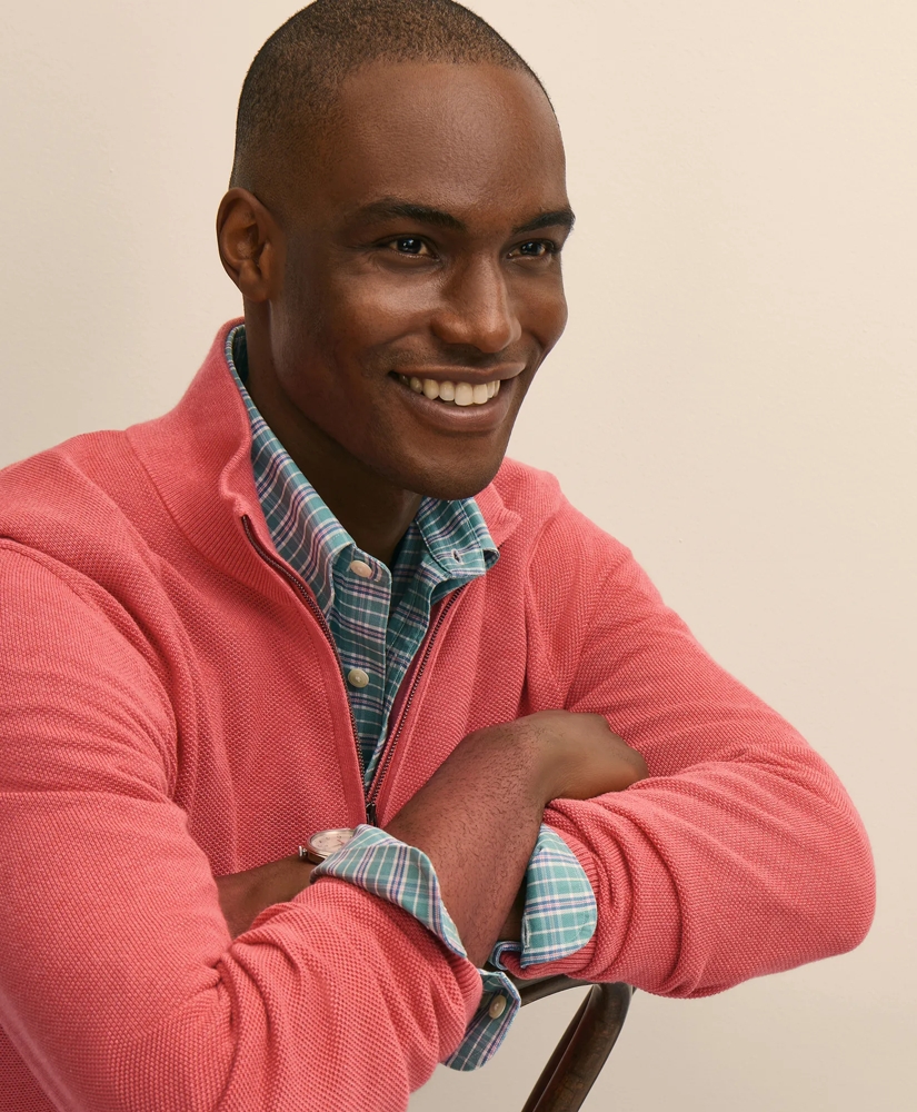 Supima&reg; Cotton Pique Quarter-Zip Sweater, image 2