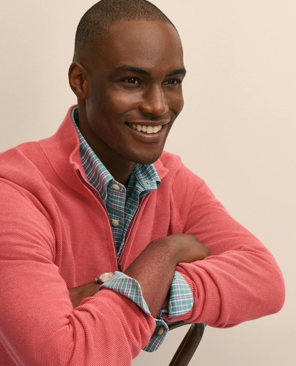 Supima&reg; Cotton Pique Quarter-Zip Sweater, image 2