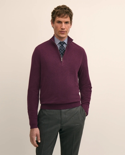 Supima&reg; Cotton Pique Quarter-Zip Sweater, image 1