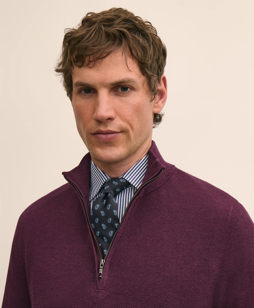 Supima&reg; Cotton Pique Quarter-Zip Sweater, image 2