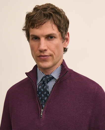 Supima&reg; Cotton Pique Quarter-Zip Sweater, image 2