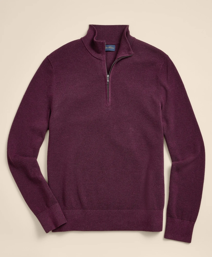Supima&reg; Cotton Pique Quarter-Zip Sweater, image 4