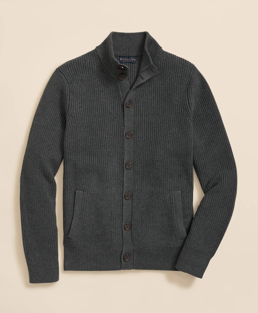 Supima<sup>®</sup> Cotton Ribbed Mock Neck Cardigan