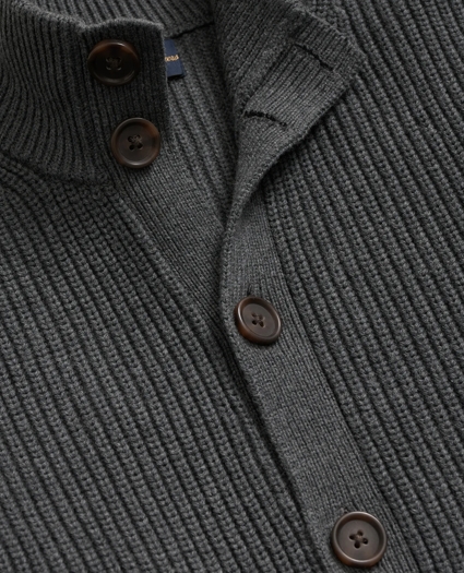 Supima&reg; Cotton Ribbed Mock Neck Cardigan, image 2